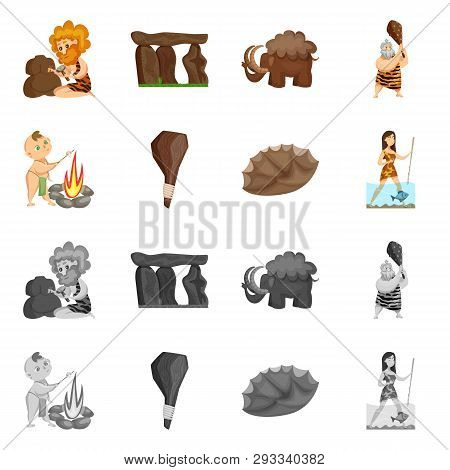 Vector Illustration Of Evolution  And Prehistory Sign. Set Of Evolution  And Development  Stock Symb