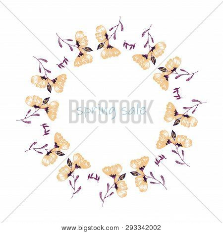 Poster Spring Sales On A Floral Watercolor Background. Ard, Label, Flyer, Banner Design Element. Vec