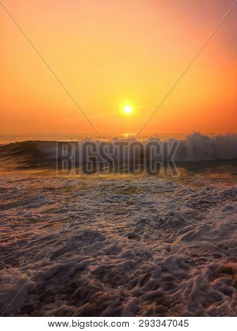 Sunset On The Candolim Beach. February 2019. Goa.