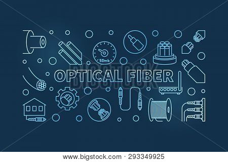 Vector Optical Fiber Concept Blue Linear Horizontal Banner With Dark Background