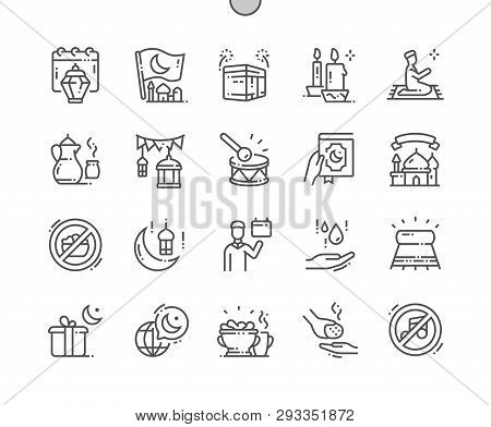Ramadan Well-crafted Pixel Perfect Vector Thin Line Icons 30 2x Grid For Web Graphics And Apps. Simp