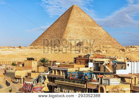 Giza Town In Front Of The Pyramid Of Cheops, Egypt
