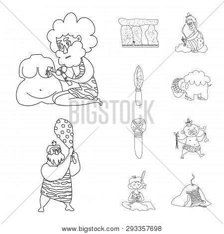 Vector Illustration Of Primitive  And Archeology Symbol. Set Of Primitive  And History  Vector Icon 