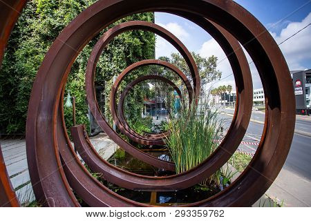 Johannesburg, South Africa, 22nd March- 2019: Spiral Sculpture Made From Metal Outside An Art Galler