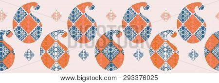 Hand Drawn Paisley Motif Illustration. Seamless Vector Pattern