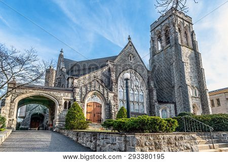 Haddonfield, New Jersey - March 30 - The Historic First Presbyterian Church As Seen On March 30 2019