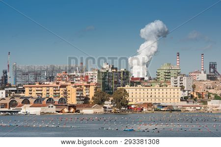 Steel Industry And The City Of Taranto, Puglia. Italy
