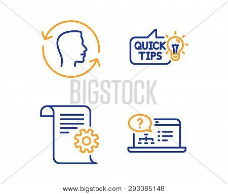 Face Id, Education Idea And Technical Documentation Icons Simple Set. Online Help Sign. Identificati