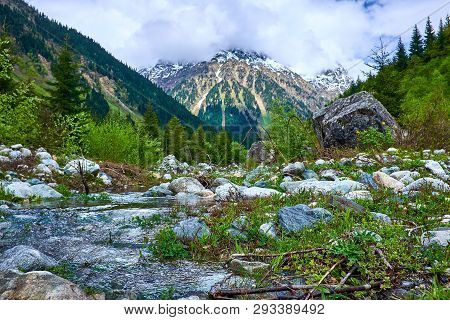 River In The Mountains Of Svaneti In The Spring