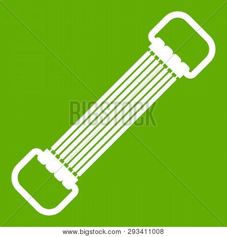 Sports Stretchable Belt Icon White Isolated On Green Background. Illustration