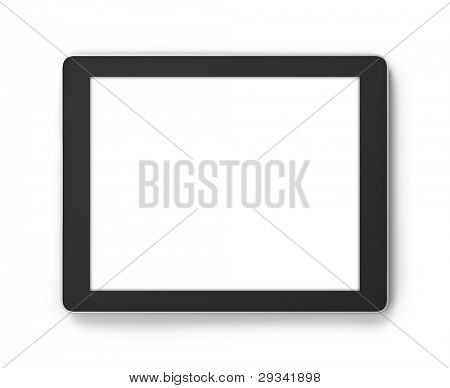Tablet PC isolado no branco.Quadrados de dimensão de imagem, com a tela em branco de puro branco copyspace para e