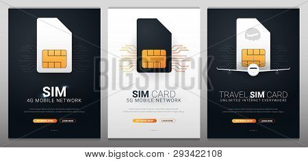Mobile Sim Card, Esim. Mobile Network. Technology Concept. Vector Illustration.