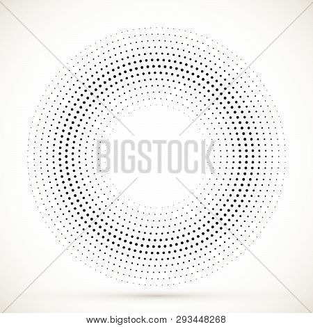 Black Abstract Vector Circle Frame Halftone Dots Logo Emblem Design Element. Rounded Border Icon. Is