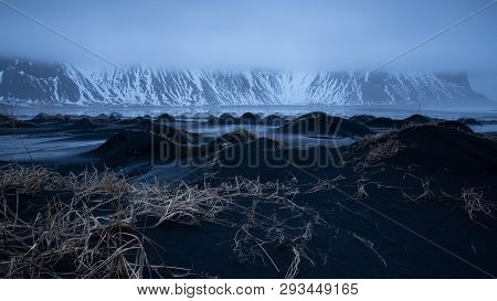 Mystic Landscape Of Stokksnes Close To Höfn On At Dusk, Iceland, Europe