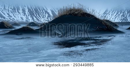 Mystic Landscape Of Stokksnes Close To Höfn On At Dusk, Iceland, Europe