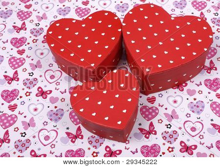 Corazones en caja