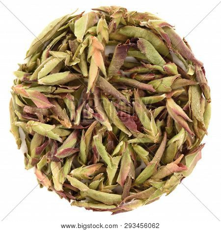 Wild Tree Purple Sweet Ya Bao White Tea Round Shape Isolated Overhead View