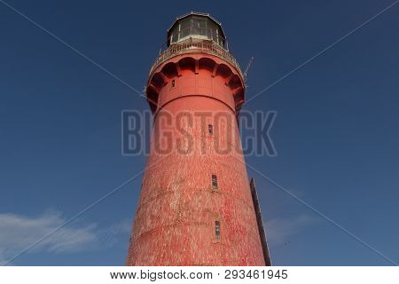 The Kolka Lighthouse Is On An Artificial Island In Six Kilometres From Kolkasrags.