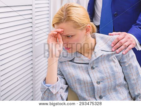 Prejudice Office. Sexual Harassment In Workplace. If You Are Witness Of Rights Violation.