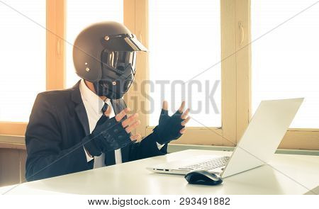 Vintage Ai Artificial Intelligence Businessman Concept Confuse Or Muddle With System Error. Ai Artif