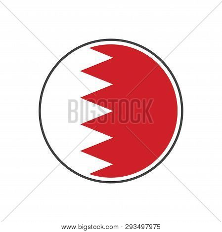 Circle Bahrain Flag With Icon Vector Isolated On White Background