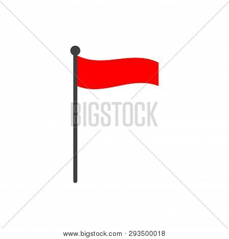 Indonesia Flag With Pole Icon Vector Isolated On White Background