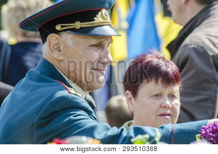 Lutsk , Ukraine, May 9, 2014: Victory Day, People Column