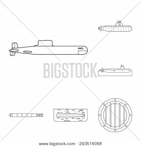 Isolated Object Of Boat And Navy Sign. Set Of Boat And Deep   Vector Icon For Stock.