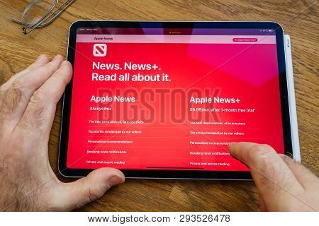 Paris, France - Mar 27, 2019: Apple News Vs Plus A Service Which Gives Users Access To More Than 300