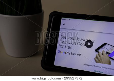 Bekasi, West Java, Indonesia. April 5, 2019 : Google My Business Dev Application On Smartphone Scree