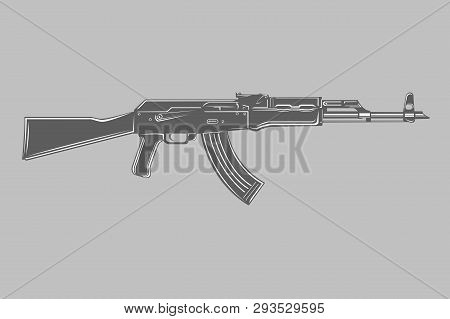 Legendary Soviet Assault Rifle Vector Illustration. Automatic Rifle Weapon.