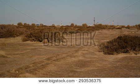 Nature Gas Production At Aralkum Desert As A Bed Of Former Aral Sea At Karakalpakstan, Uzbekistan