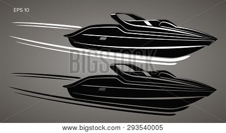 Speedboat Isolated Illustration. Luxury Boat Vector. Streamline