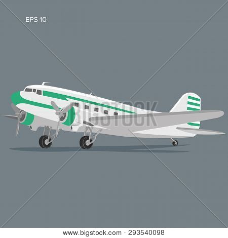 Old Vintage Piston Engine Airliner. Legendary Retro Aircraft