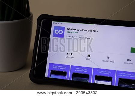 Bekasi, West Java, Indonesia. April 5, 2019 : Coursera: Online Courses Dev Application On Smartphone
