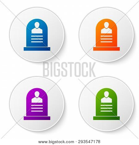 Color Tombstone With Rip Written On It Icon Isolated On White Background. Grave Icon. Set Color Icon