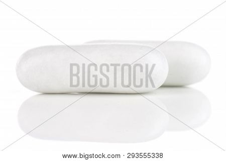 Group Of Two Whole White Sweet Licorice Comfit Isolated On White Background
