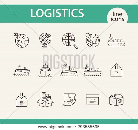 Logistics Line Icon Set. Worlwide Export And Packaging Concept.vector Illustration Can Be Used For T