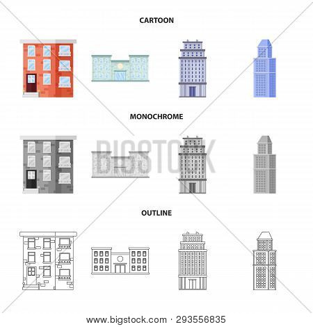 Vector Illustration Of Municipal And Center Sign. Set Of Municipal And Estate   Vector Icon For Stoc
