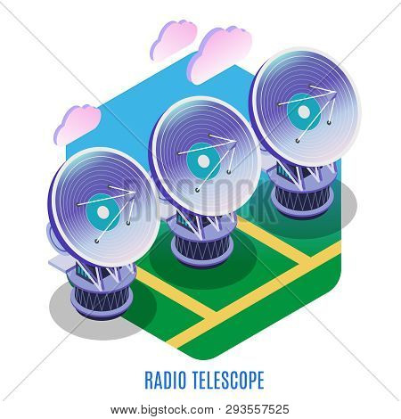 Astrophysics Isometric Background Composition With Astronomical Interferometer Array Of Separate Rad