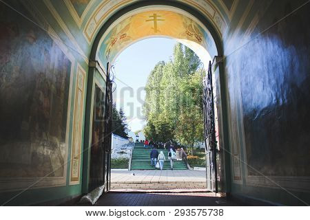 The Korennaya Monastery In The Kursk Region. Kursk City, Russia. Icons On The Walls At The Entrance.