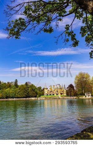 Schadau Castle At Thun Lakeside In Bern Switzerland