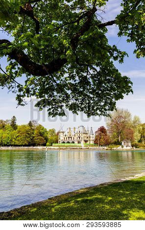 Schadau Castle At Thun Lakeside In Bern Switzerland