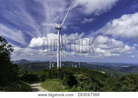 Yhe Wind Mill Tower On The Hill