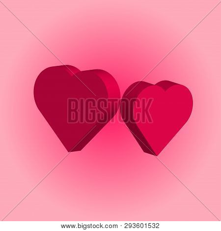 Pink 3d Heart On A Pink Background