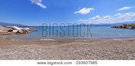 Panoramic Landscape Of Dreams Island Beach At Eretria Euboea Greece