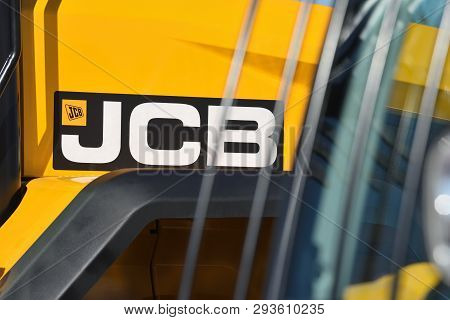 Kaunas, Lithuania - April 04: Jcb Heavy Duty Equipment Vehicle And Logo In Kaunas On April 04, 2019.