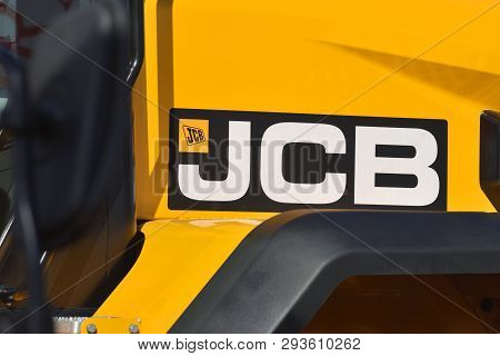Kaunas, Lithuania - April 04: Jcb Heavy Duty Equipment Vehicle And Logo In Kaunas On April 04, 2019.