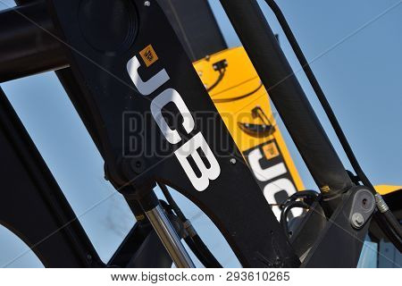 Kaunas, Lithuania - April 04: Jcb Heavy Duty Equipment Vehicle And Logo In Kaunas On April 04, 2019.