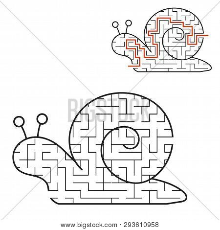 Black Labyrinth Is A Cute Snail. Kids Worksheets. Activity Page. Game Puzzle For Children. Funny Cla